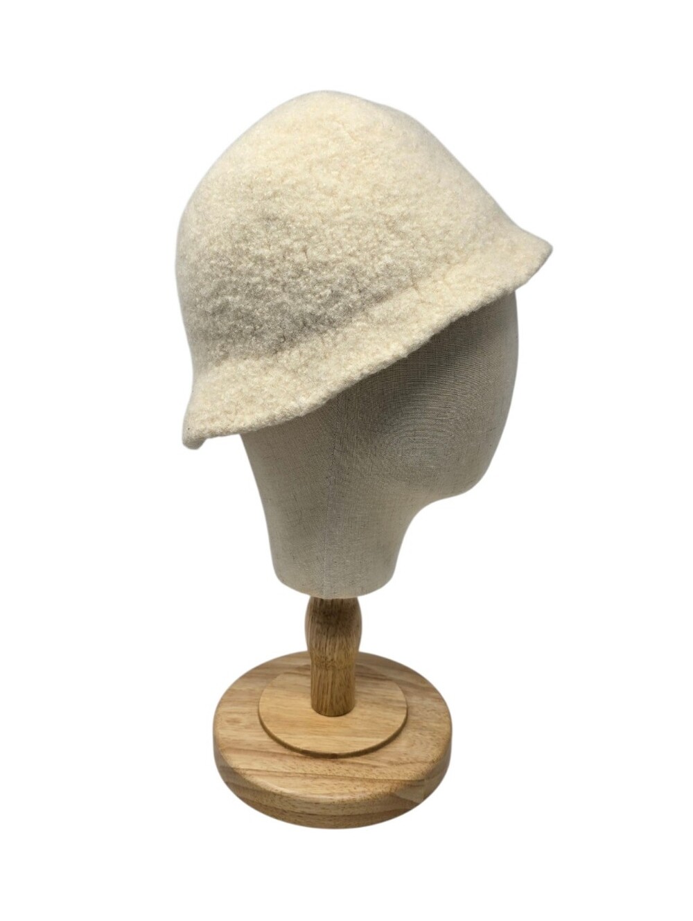 Vintage Felted Wool Bucket Hat Cream One Size